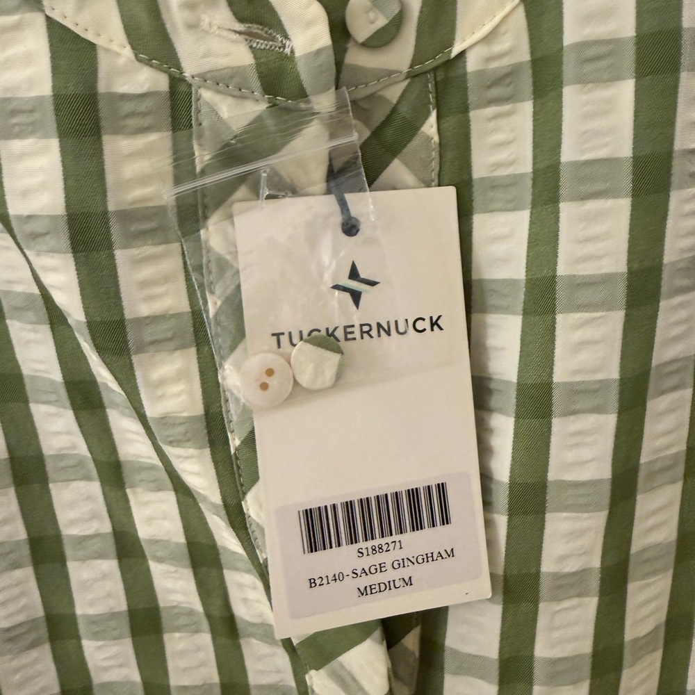 Tuckernuck Sage Seersucker Gingham Royal Shirt Dress- NWT size M - Picture 6 of 6